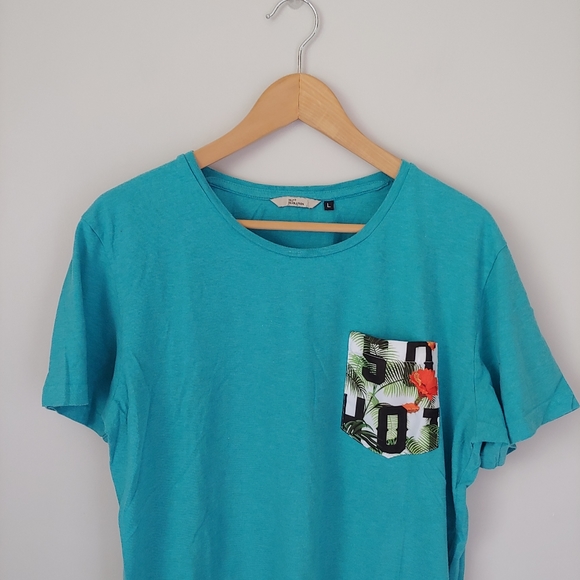 Revolution Pocket T Shirt Short Sleeve Turquoise Blue Size L - Picture 3 of 11